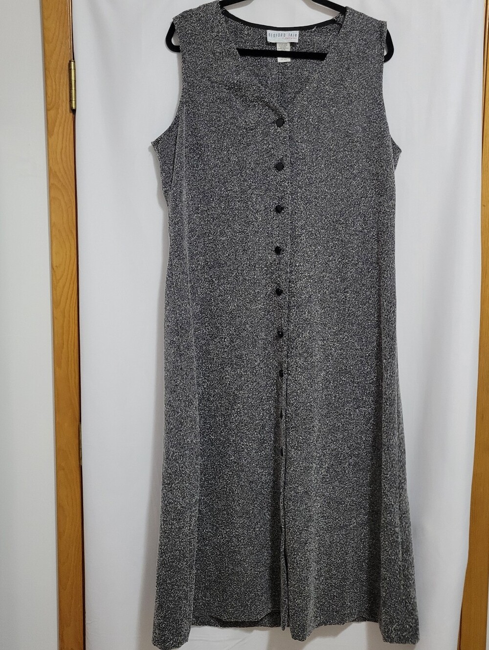 Bedford Fair Black/White Sleeveless Button Front Maxi Dress. Size L
